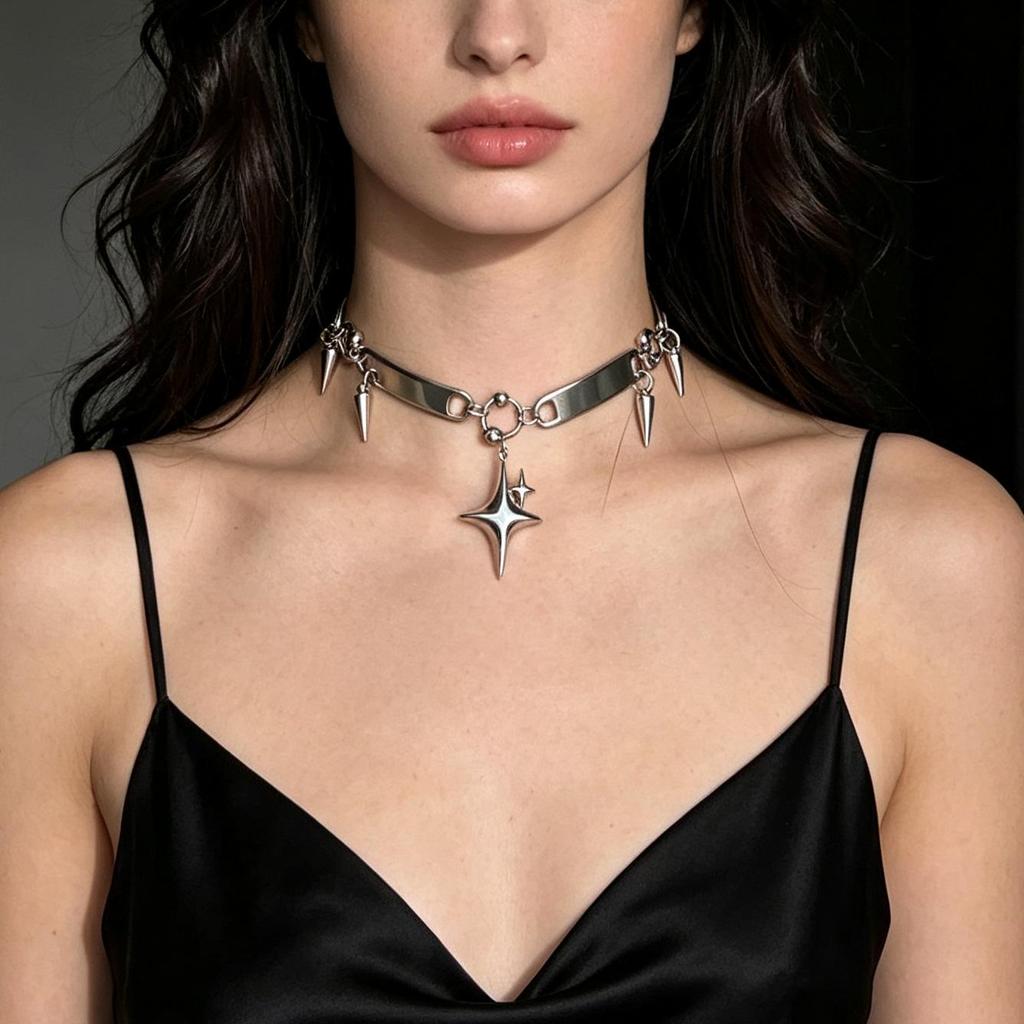Gothic Punk Y2K Metal Love Starlight Necklace