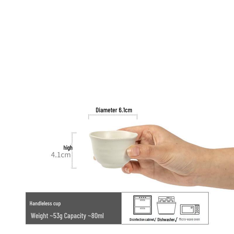 Vintage-Style Ceramic Handleless Teacup Set – Japanese-Inspired Rustic Coffee & Water Cups