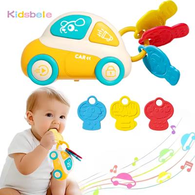 Baby Montessori Sensory Travel Toy Teething Toy With Music & Light Cute Milk Bottle Camera Bus Shape 0-12M Newborn Rattle Gift