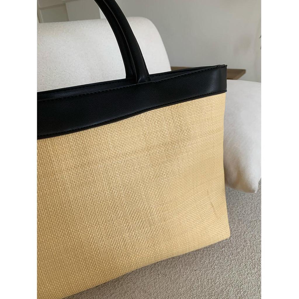 Luxury Design Straw Woven Tote Bags For Women Large Capacity Shoulder Beach Bag Pure Color Summer New Big Shopping Handbag 2024