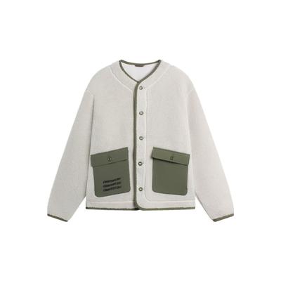 Li Ning Sport Fashion Series Spliced Collarless Button Pocket Long Sleeve Cotton Jacket Unisex Jacket Wind-Bell-Gray AJMS125-2