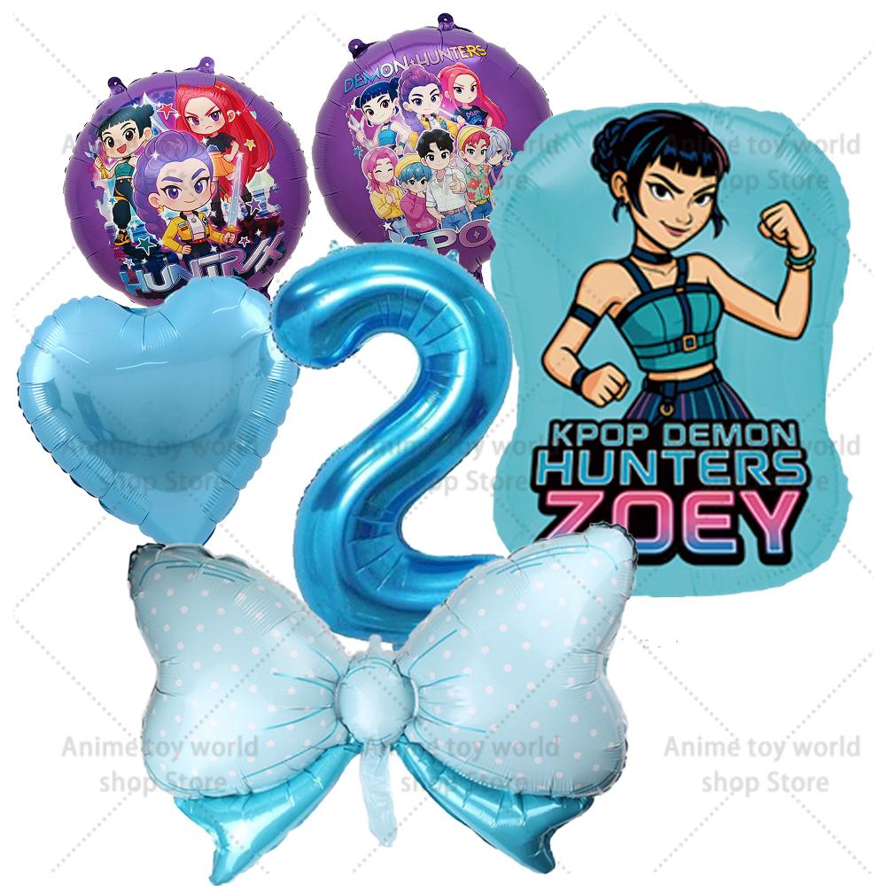 K-pop Demon Hunters Balloons Birthday Party Decoration Number 1-10 Baloon Set Kids Girls Korean Group Globals MIRA RUMI ZOEY Round Sensory Compression