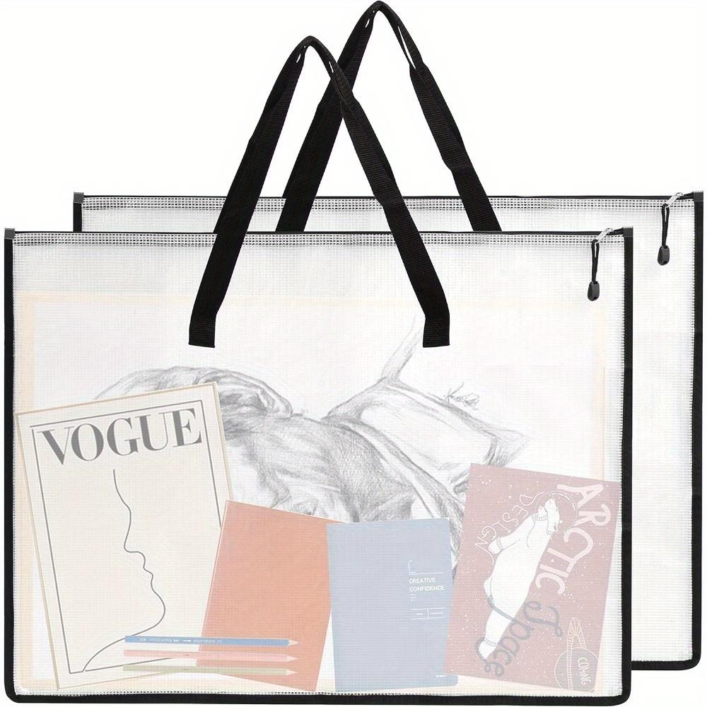 4pcs/2pcs Large Transparent File Bag - Heavy-Duty Portable Bag with Sturdy Zipper Closure, Spacious Art & Poster Storage