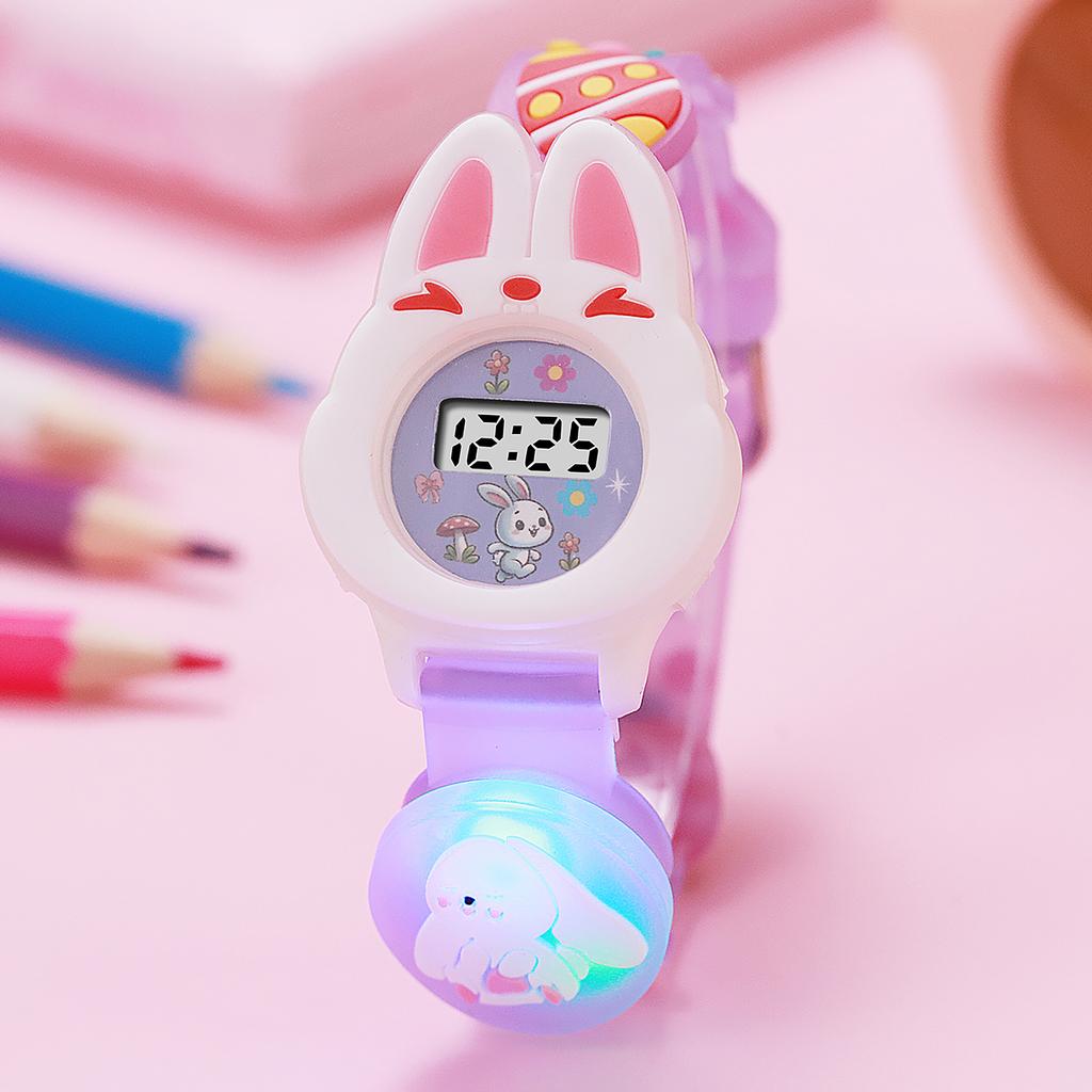 Søt Kanin Lysende Klokke Eggmønster Elektronisk Klokke til Jule- og Halloween-gaver