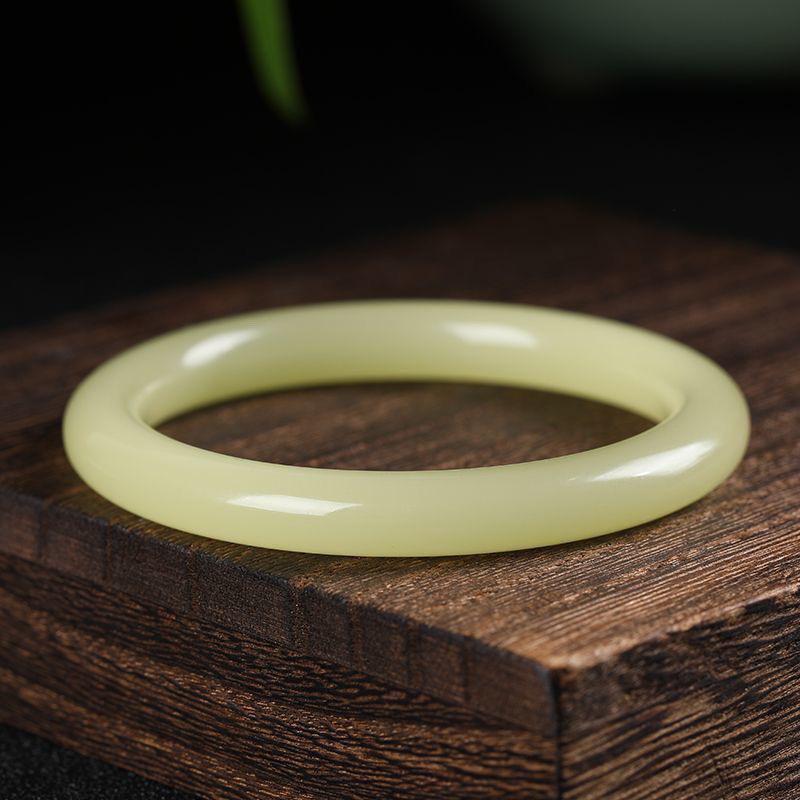 

Women s Yellow Hetian Jade Bangle - Outer Mongolian Jadeite Round Inner Dia 58