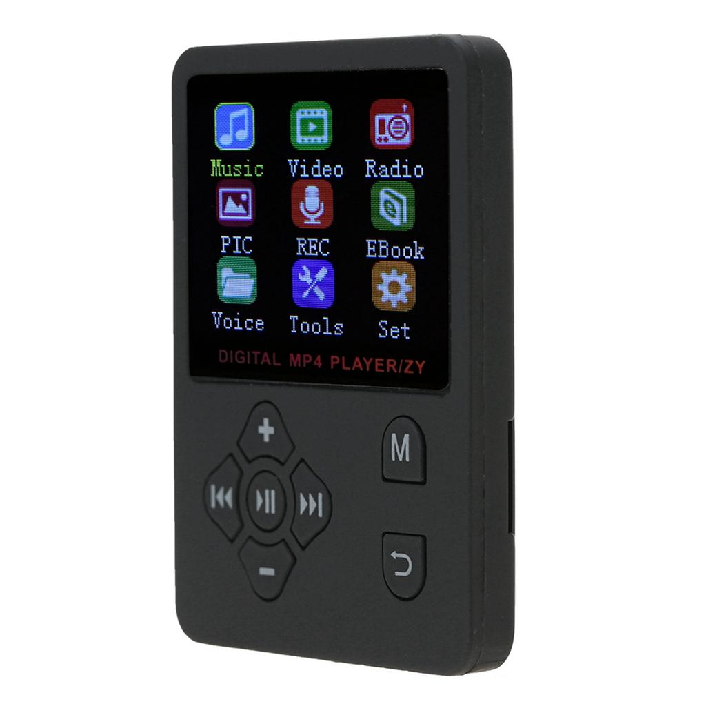 Thin Lightweight Portable Color Screen HiFi MP3 MP4 Music Player USB2.0 Cross Button Black