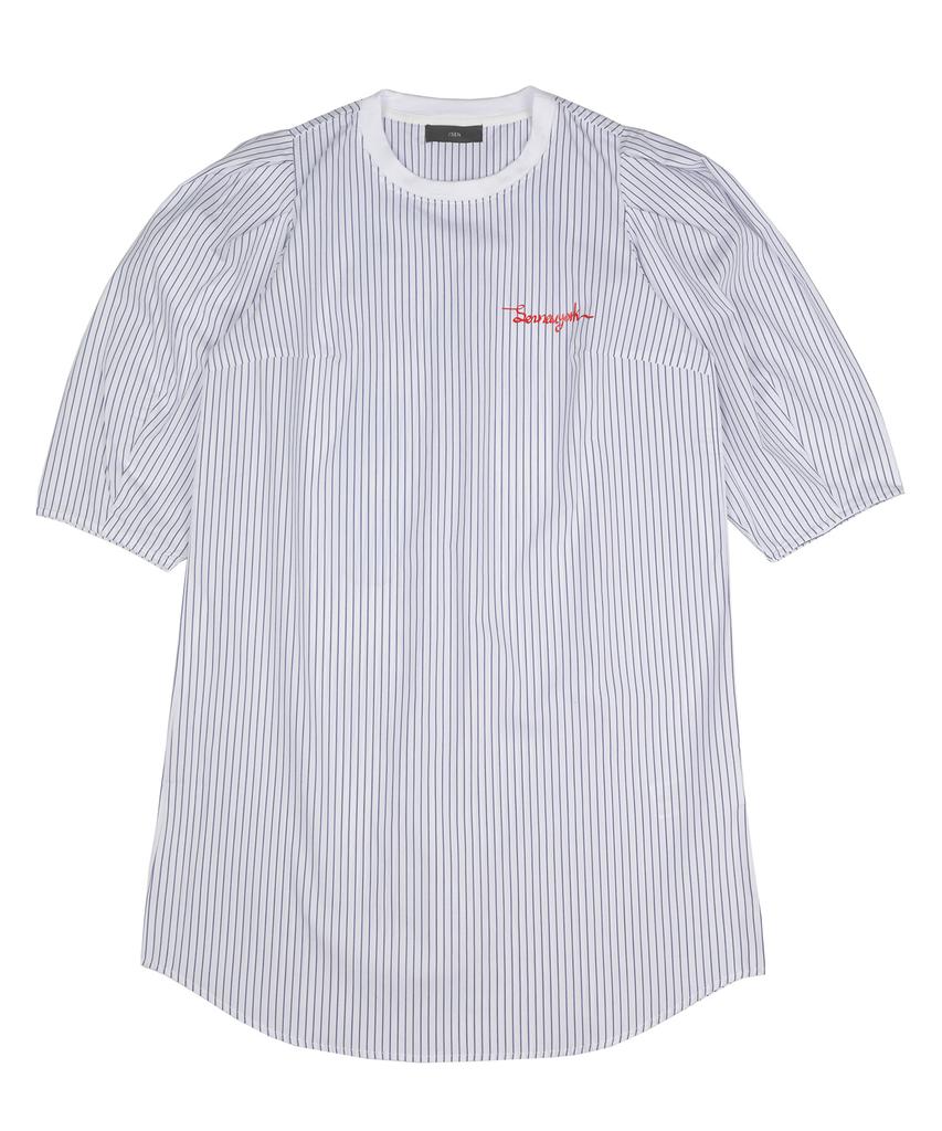 Monkey Flower Women'S Puff Sleeve Pinstripe Cool Dress /Ms1Wops02F White