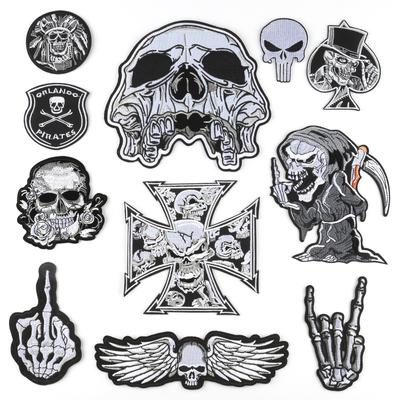 Embroidery Logo Badge Patch Sticker Clothing Accessories Supply Skull Finger Ghost Head Embroidery Cloth Sticker