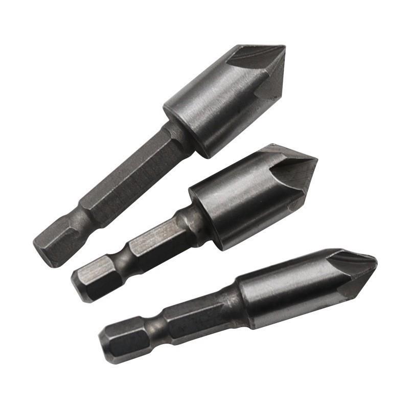 82° Five-Flute Woodworking Countersink & Chamfer Drill Bit Set - 5 Pieces
