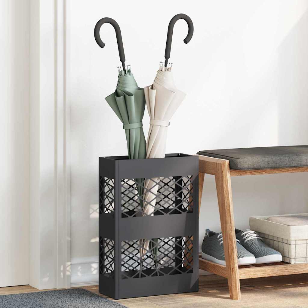 Umbrella Stand Black 28 X 12 X 41 Cm Steel