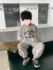 Boys 2024 Spring & Autumn Korean Pullover & Sweatpants Set - Solid Color, Casual & Fashionable