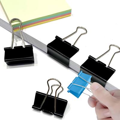 12 Stück Binderclips, Foldback-Clips, 25 mm/32 mm/41 mm/51 mm, Foldback-Klemmen, Geldpapierklammern, Schreibpapierklammern für die Schule