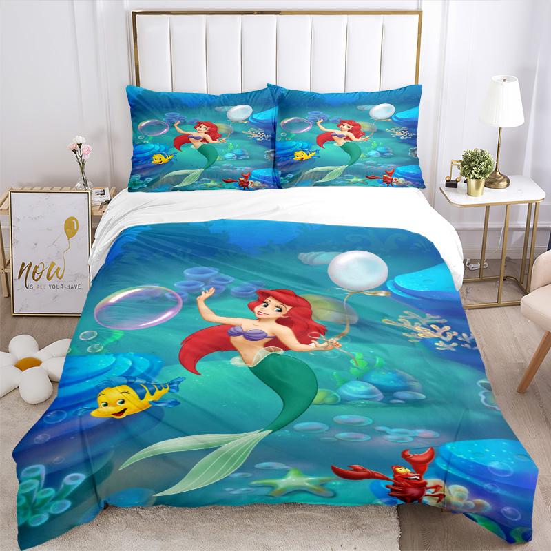 Mermaid Friends Underwater Print 3Pcs Bedding Setduvet Cover With 2 Bedropillowcase Home Birthday Gift