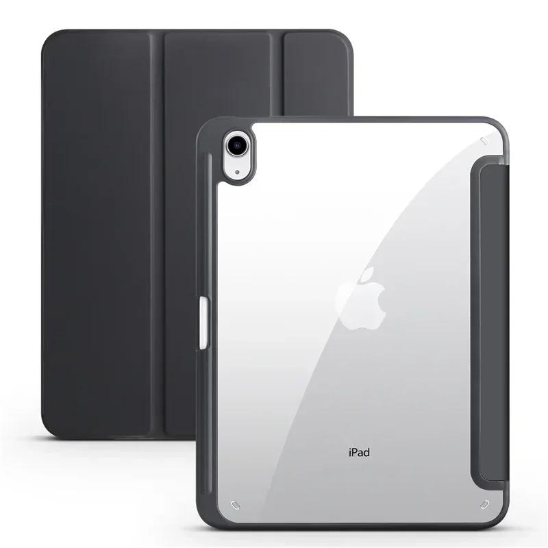 Husă pentru iPad Generația a 10-a cu Suport pentru Creion, Triplă, Acrilic, Spate Transparent, Husă Dură Pentru iPad 10.2 9.7 Air 5 11 iPad 10 9 11th A16