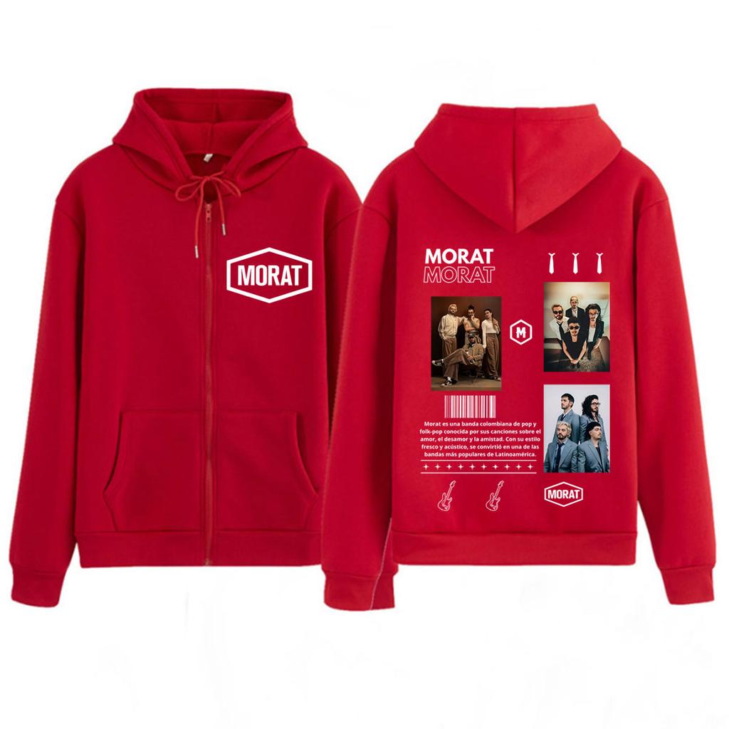 Band Morat Yem World Tour Merch Print Zipper Hoodie Men Women Fashion Sweatshirts Winter Loose Casual Hip-hop Zip Up Jacket