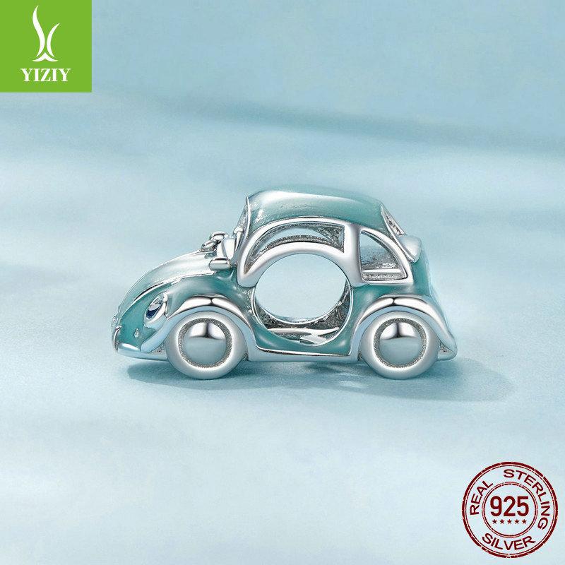 Uroczy Niebieski Samochód DIY Bransoletka Koralikowa, Kreatywne Wyczucie Designu Koraliki ze Srebra Próby S925