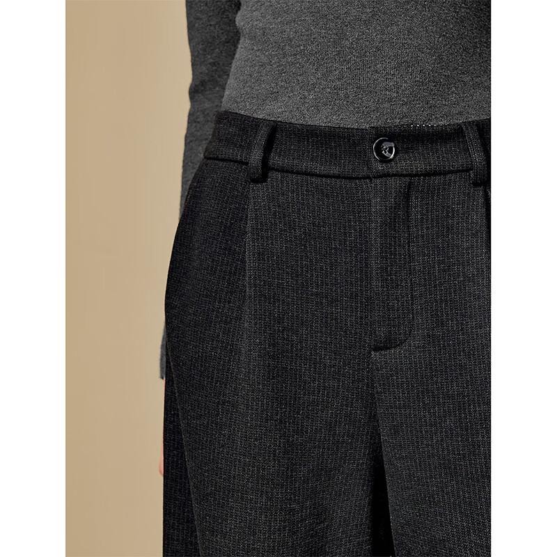 INMAN Women's Striped Cuff Velvet Warm Wide-Leg Pants