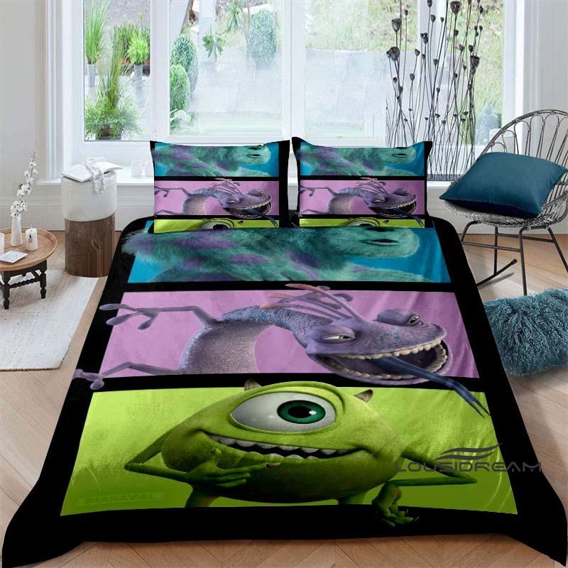 3-piece Monsters, Inc. Bedding Set, 3D Printed Cartoon Pattern Duvet Cover Set, Includes Pillowcases, Filling Not Included.