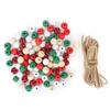 200Pcs DIY Christmas Wooden Beads Set 5 Colors Bead String Decoration Accessories for Beauty Salon with Twine
