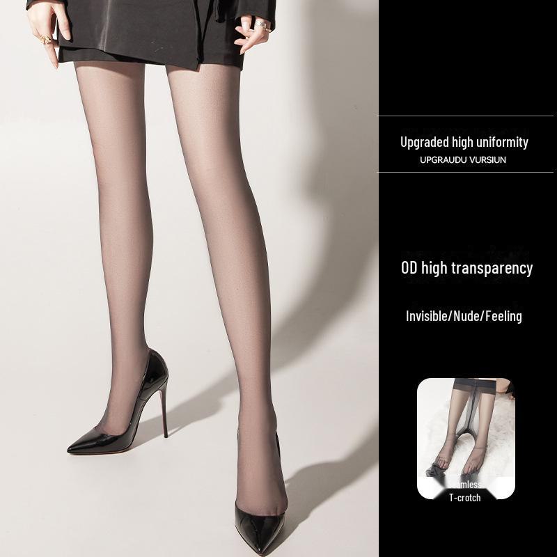 

Черные шелковые ультратонкие бесшовные прозрачные чулки с Т-образным вырезом для весны и лета 15D core-spun yarn 80-120 catties чёрный