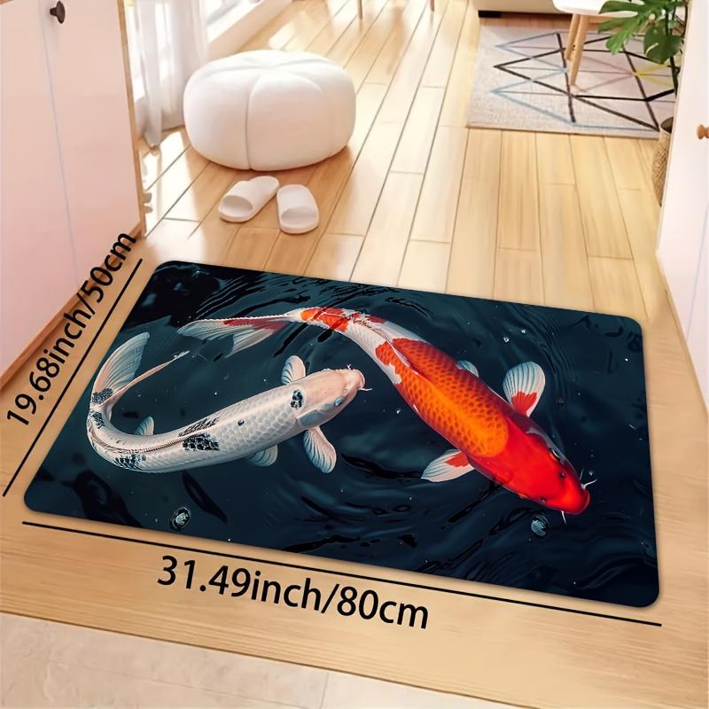 1 Stück Anti-Ermüdungs-Küchenteppiche, Fischdruck Wasserdicht Rutschfest Dick Gepolsterte Küchenmatte Hochbelastbare Komfort-Stehmatte für Küche