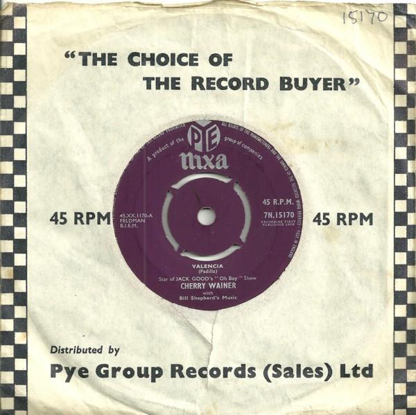 

7inch Record CHERRY WAINER - Valencia 7N15170 Pye Nixa 1958 UK Rock Used