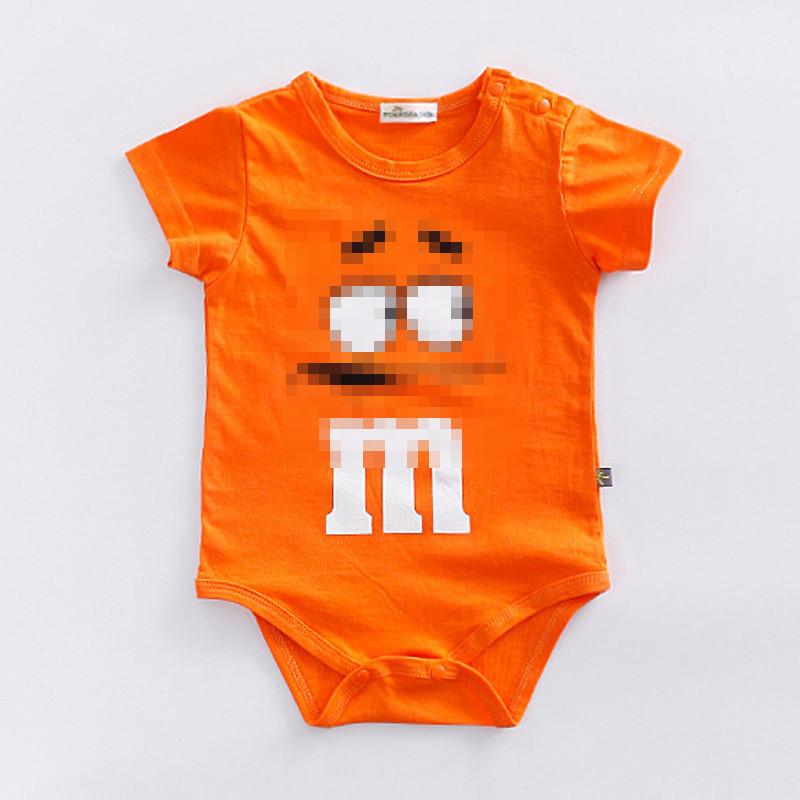 Baby Cotton Short Sleeve Romper For Newborns With Solid Color And Letter Print Design