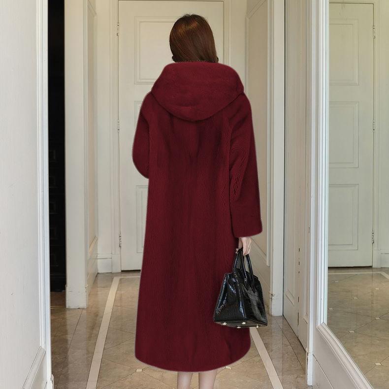 Winter Oversized Long Hooded Fur Coat Women Trendy Female Warm Overcoat Vintage Casual Loose Faux Fur Coats Plush Coats