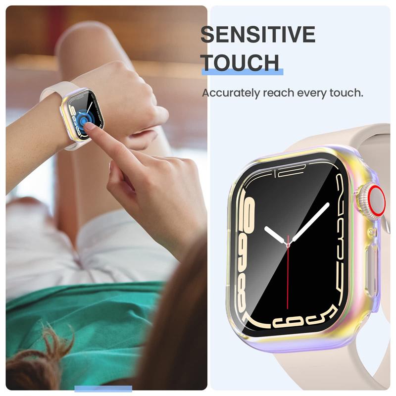 Milanese Loop+case for Apple Watch Band 44mm 45mm 40mm 41mm 42mm Tempered Glass+cover Iwatch Series 9 8 7 6 Se 5 4 Accessories