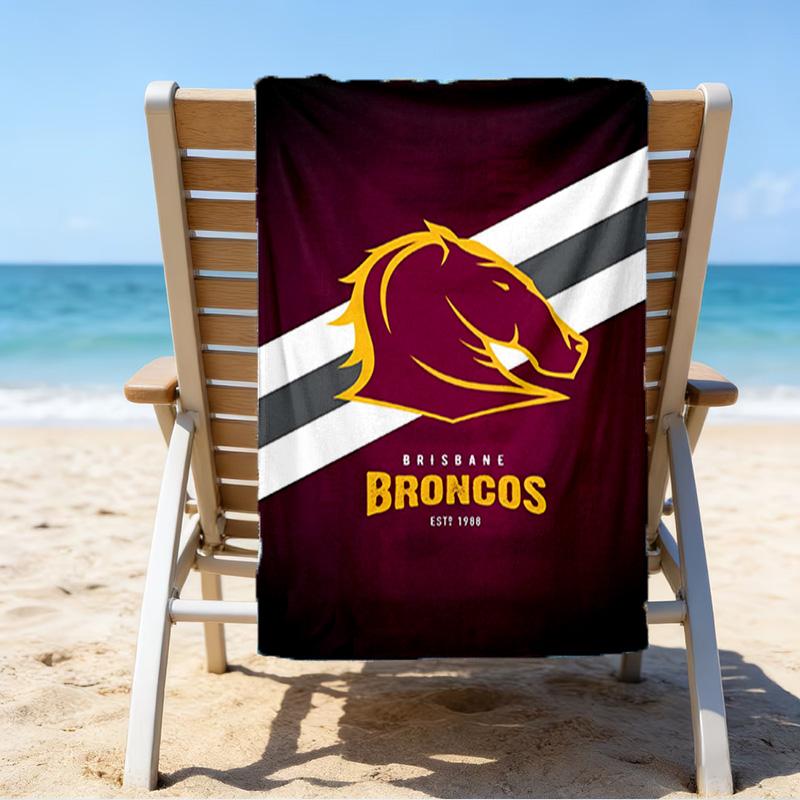 Asciugamano da Spiaggia in Microfibra Brisbane Broncos, Leggero e Asciugatura Rapida, per Viaggi Estivi, Essenziale per la Spiaggia, Piscina all'Aperto