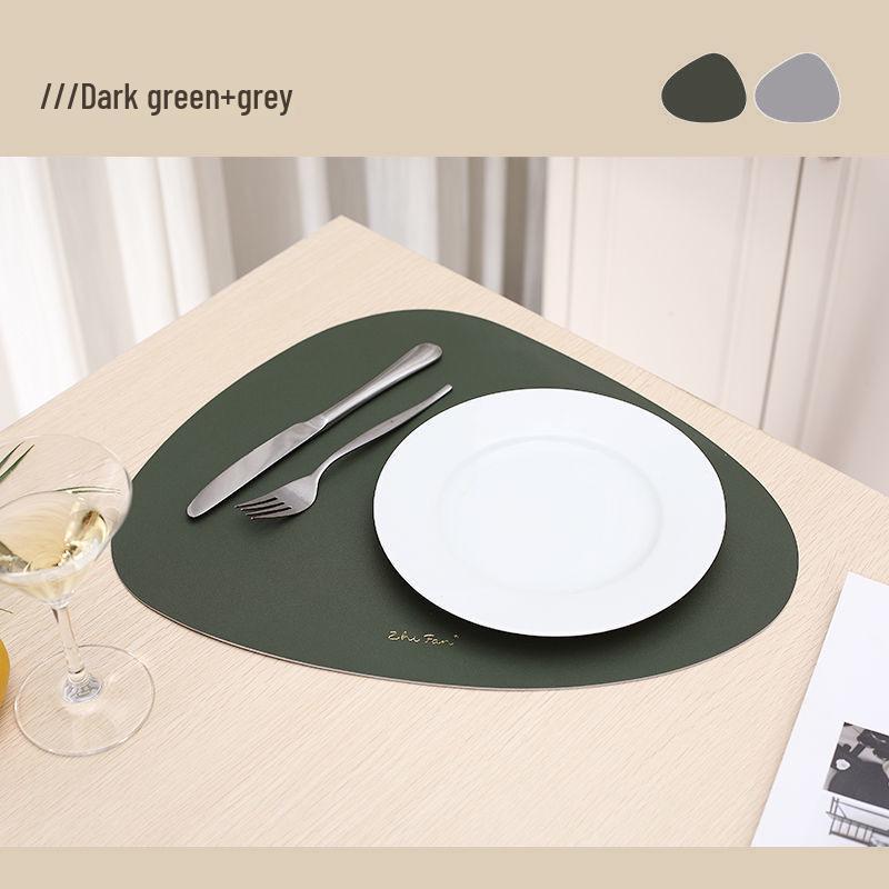 High-End Double-Sided Waterproof PU Leather Placemat - Oil-Proof, Heat-Insulated, Light Luxury Water Drop Design.