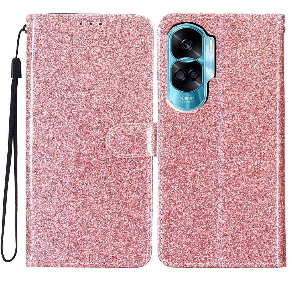 For Honor 90 Lite 5G/X50i 5G Case Stand Glittery PU Leather Protective Phone Cover with Wallet