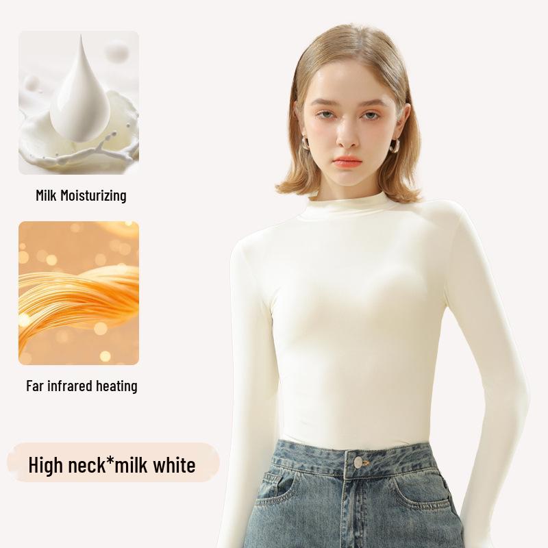 Women's Autumn & Winter Seamless Slim Fit Base Layer: Medium High Neck Warm Top