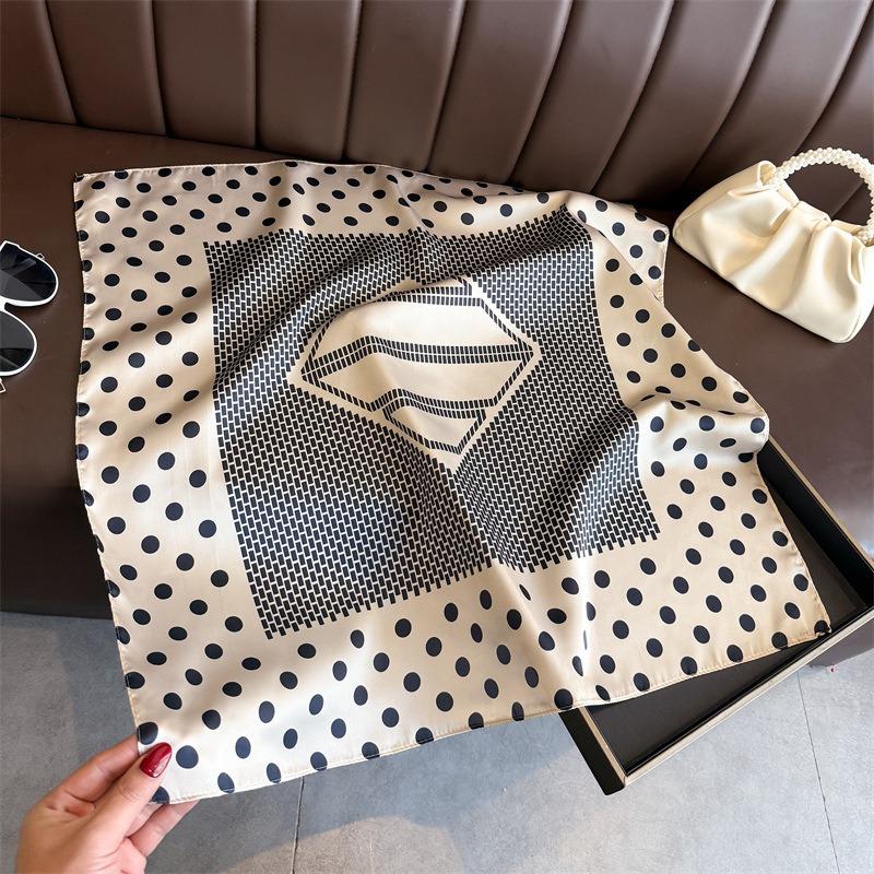 Women S Polka Dot Printed Silk Like Square Scarf For Summer
