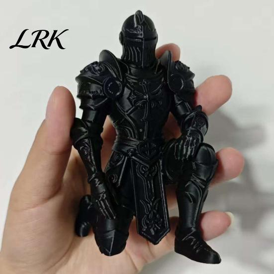 Knight Statue Decor 3D Printed Kneeling Statue, Medieval Armored Figurine, Creative Micro Landscape Desktop Warrior Sculpture for Home Office