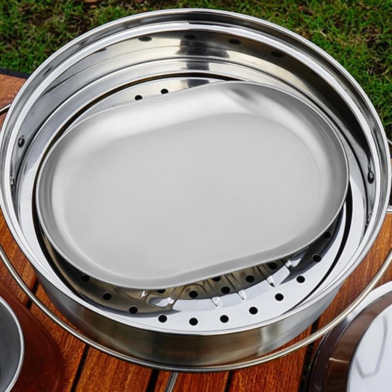 Rusts Resistant Stainless Steel Dinner Plates/ Soup Basin Dinnerwares for Camping Barbecues and Family Gatherings