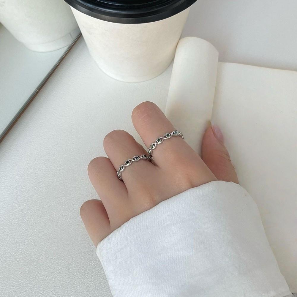 Exquisite Eyes Ring Adjustable Crystal Ring Cool Demon Eye Finger Ring  Overlay