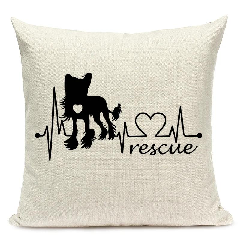 Black and White Animal Cushion Cover Dachshund Dog Shapi Dog Wave Heart Print Sofa Decorative Pillow Case