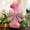 40-inch Pink Number Balloon Bow for Baby Girl's First Birthday