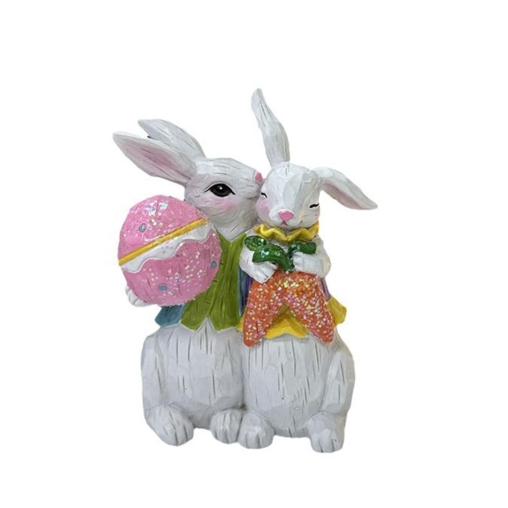 Resin Crafts Easter Bunny Figurine Cute Rabbit Desktop Ornament  Outdoor Garden Lawn
