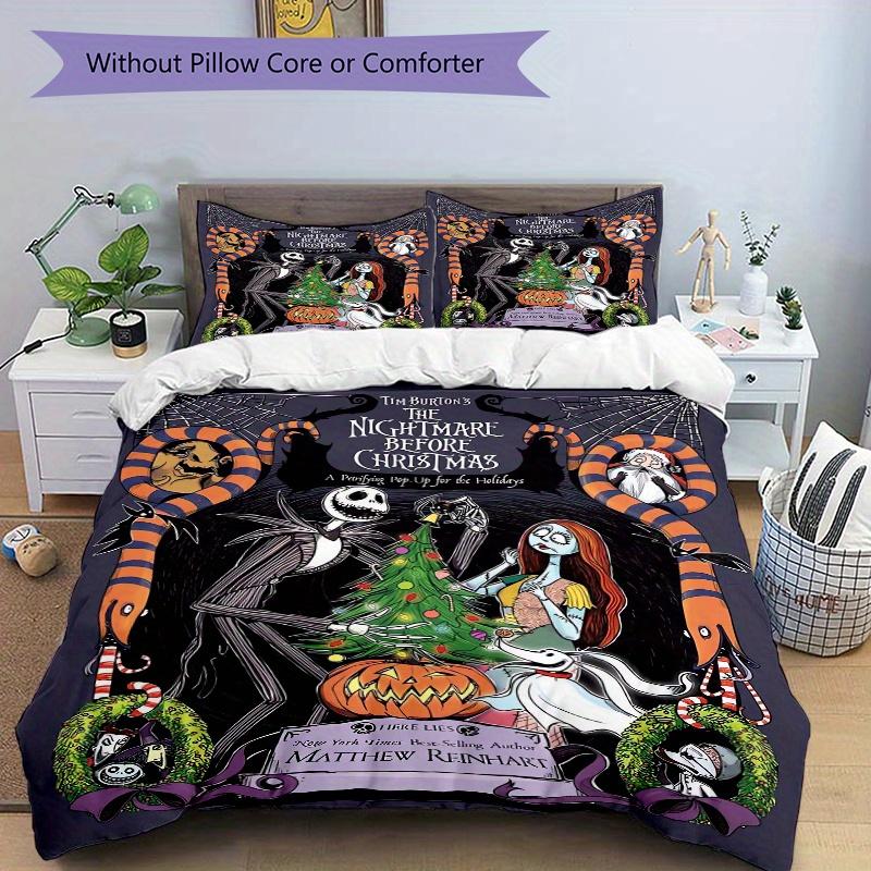 3pcs Tim Burton's the Nightmare Before Christmas Print Cover Set Ultra Soft, Breathable, and Comfortable Bedding with Stylish Design for Bed