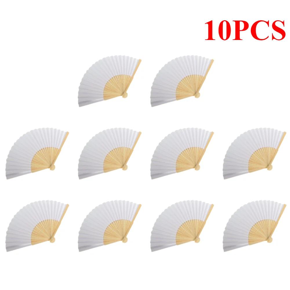 Blank White DIY Paper Decorative Fans Hand Practice Paper Fan Portable Hand-painted Personalized Elegant for Dance Cosplay Props