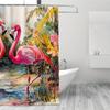 1PC Vintage Two Pink Flamingos Shower Curtain,  Durable Polyester, Easy Clean, for Bathroom & Window Decor
