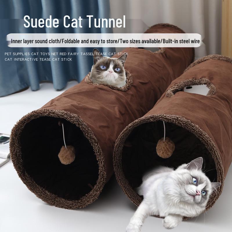 Faltbares Wildleder Katzen Tunnel Spielzeug