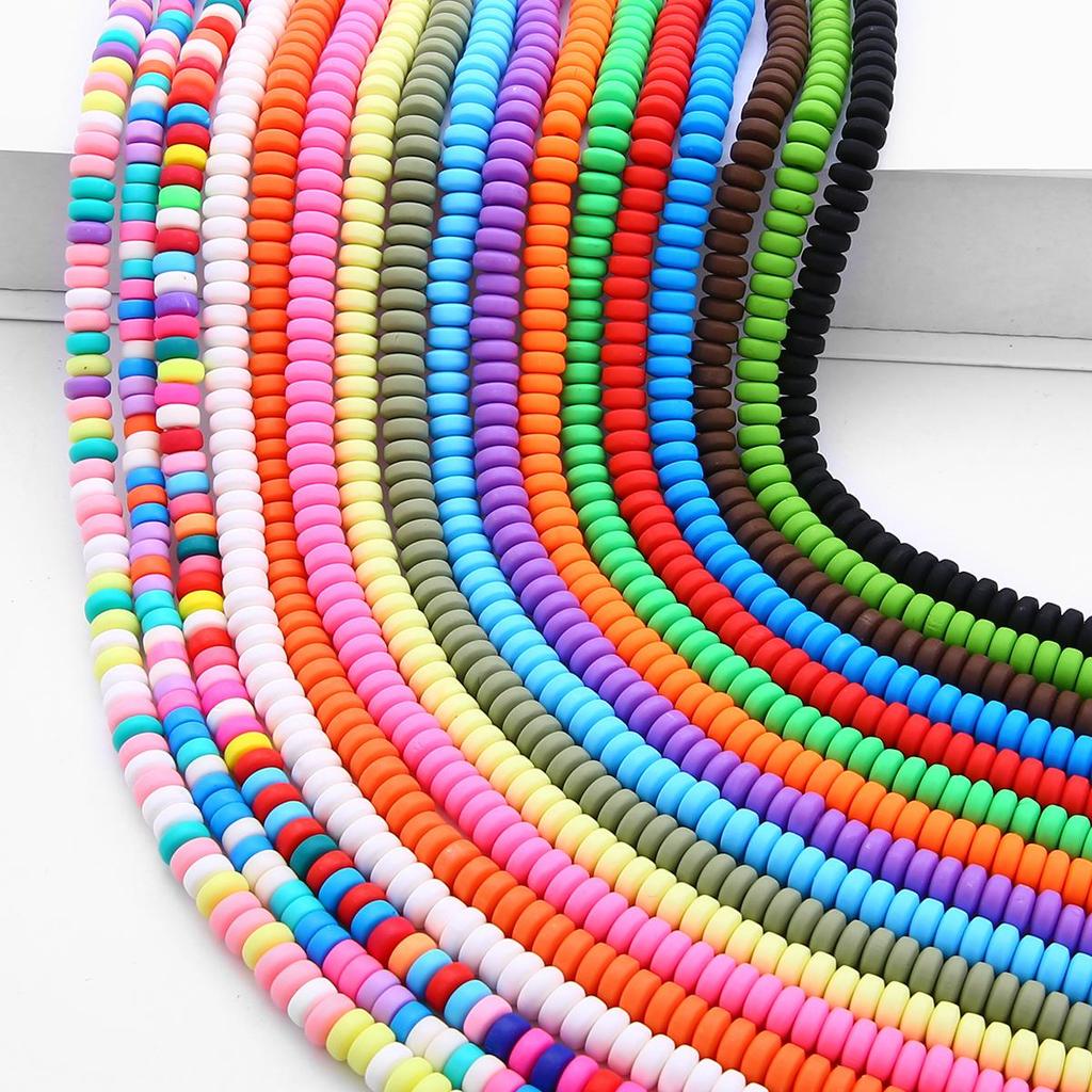 110pcs 7x4mm Flat Round Polymer Resin Clay Disk Handmade Beads For DIY Jewelry Making