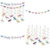 Insect Theme Birthday Party Decor Set With Colorful Dragonfly Flags Spiral And