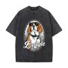 Beagle Chain Pet Lover Graphic Art Loose Solid Distressed T Shirt American Casual Crew Neck Top