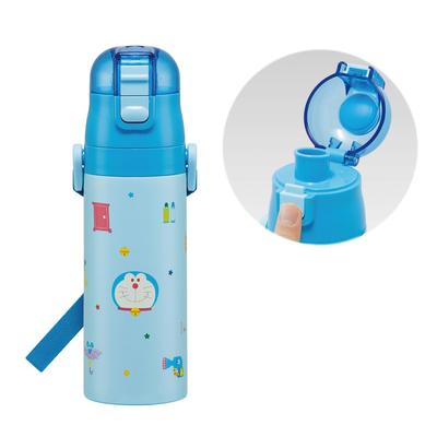 Skater Stainless Steel Water Bottle for Direct Lightweight and Cooling Water Sports Water Kids, Drinking, 470ml, Child-Friendly, Doraemon, Gingham,
