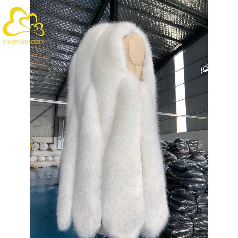 Strength Autumn and Winter New Imitation Raccoon Hair Big Water Drop Fur Vest Medium and Long White Vest