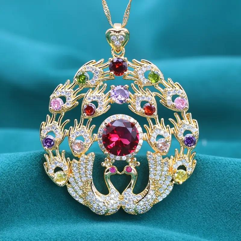 

2026 Phoenix Design Colorful Zircon Pendant Necklace Women s Jewelry 45CM